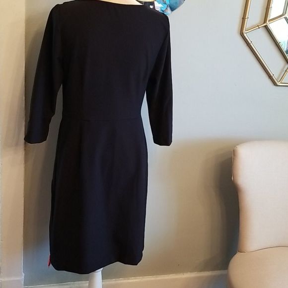 VINCE Black Keyhole Wrap Midi Dress NW0T Sz.M - Picture 3 of 7
